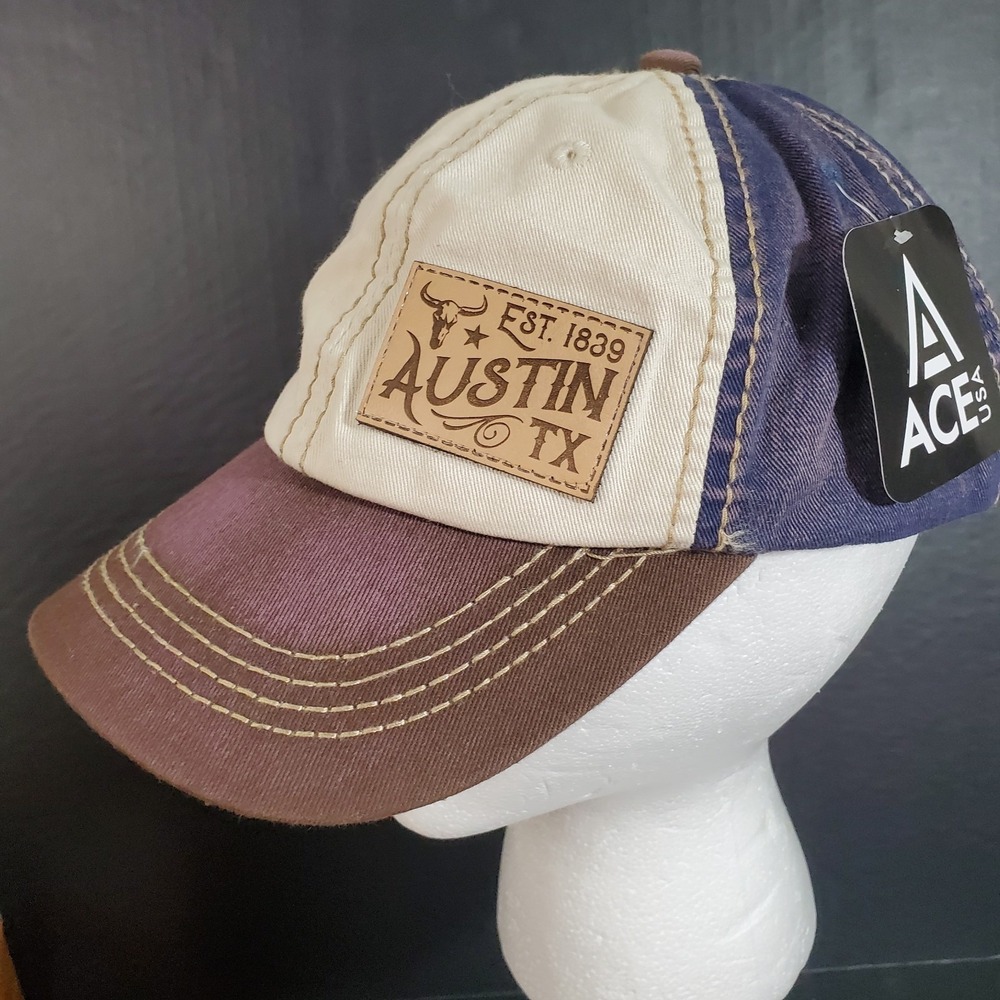 ACE USA Austin, TX Est 1839 Distressed Baseball Hat Colorblock Souvenir Cap NEW